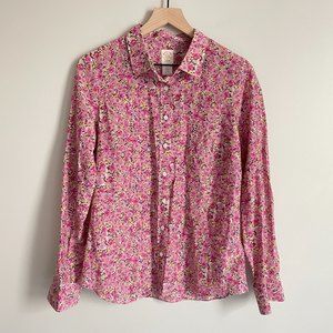 J. Crew Silk Blend Watercolor Floral Button Down Blouse - Women's 8